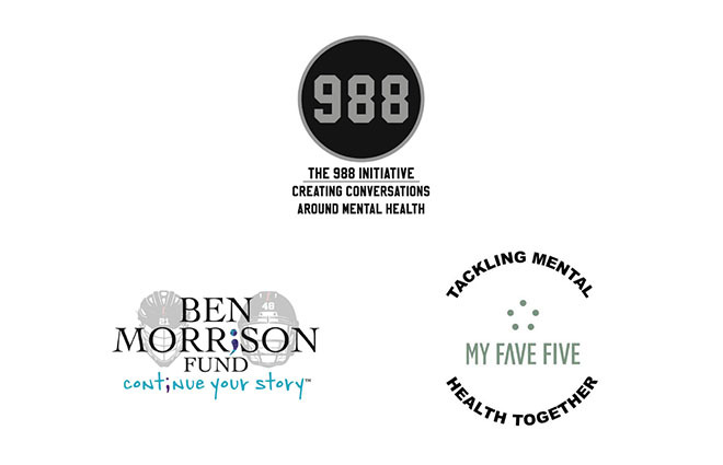 Logos for 988 Initiative, Ben Morrison Fund, and My Fave Five